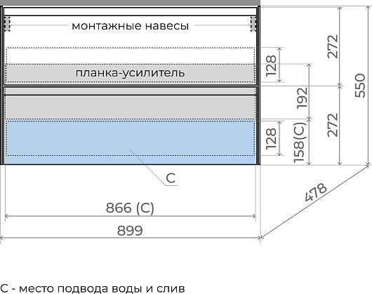 Style Line Тумба с раковиной Лима 90 Plus подвесная эмаль графит матовая – фотография-10